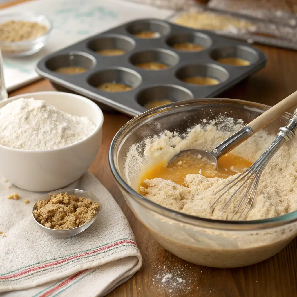 mix  the ingredients of corn muffins